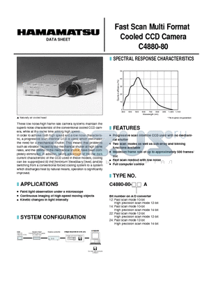 C4880-80 datasheet - Fast scan multi format Cooled CCD Camera