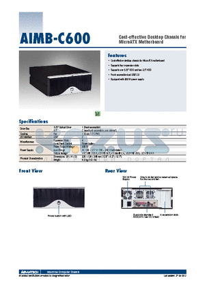 AIMB-C600_12 datasheet - Cost-effective Desktop Chassis for MicroATX Motherboard