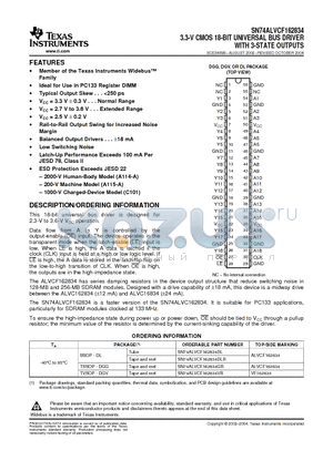 74ALVCF162834DLG4 datasheet - 3.3-V CMOS 18-BIT UNIVERSAL BUS DRIVER WITH 3-STATE OUTPUTS