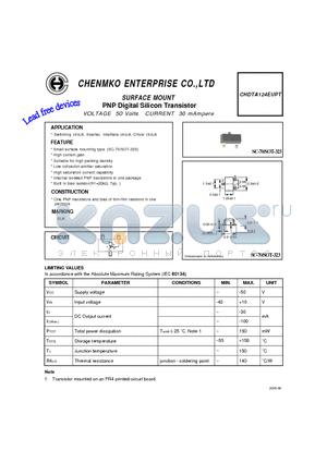 CHDTA124EUPT datasheet - PNP Digital Silicon Transistor