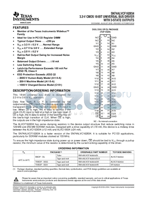 74ALVCF162834GRG4 datasheet - 3.3-V CMOS 18-BIT UNIVERSAL BUS DRIVER WITH 3-STATE OUTPUTS