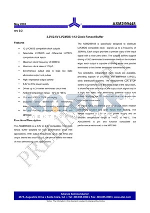 ASM2I99448 datasheet - 3.3V/2.5V LVCMOS 1:12 Clock Fanout Buffer