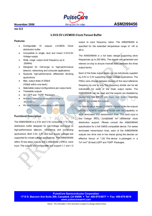 ASM2I99456G-32-LR datasheet - 3.3V/2.5V LVCMOS Clock Fanout Buffer