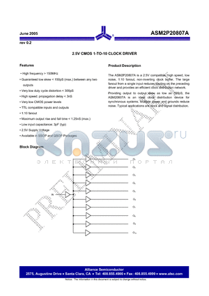 ASM2P20807A datasheet - 2.5V CMOS 1-TO-10 CLOCK DRIVER