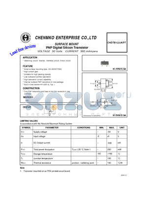 CHDTB122JKPT datasheet - PNP Digital Silicon Transistor