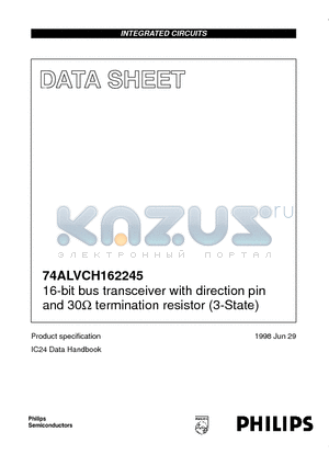 74ALVCH162245DGG datasheet - 16-bit bus transceiver with direction pin and 30ohm termination resistor 3-State