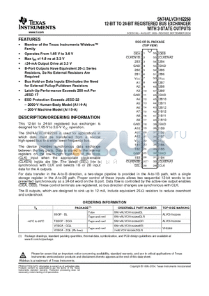 74ALVCH162268ZQLR datasheet - 12-BIT TO 24-BIT REGISTERED BUS EXCHANGER WITH 3-STATE OUTPUTS
