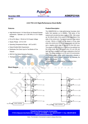 ASM2P2310AF-24TR datasheet - 2.5-V TO 3.3-V High-Performance Clock Buffer