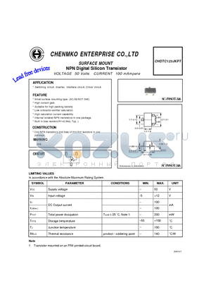 CHDTC123JKPT datasheet - NPN Digital Silicon Transistor