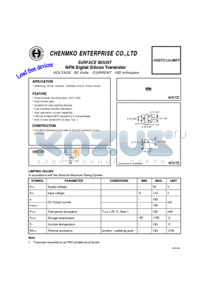 CHDTC123JMPT datasheet - NPN Digital Silicon Transistor