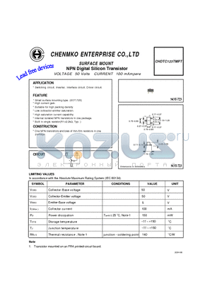 CHDTC123TMPT datasheet - NPN Digital Silicon Transistor