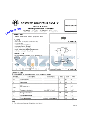 CHDTC124EKPT datasheet - NPN Digital Silicon Transistor