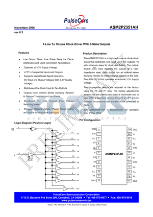 ASM2P2351AF-24ST datasheet - 1-Line To 10-Line Clock Driver With 3-State Outputs