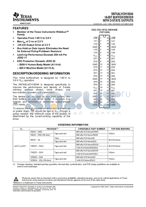 74ALVCH16244DLG4 datasheet - 16-BIT BUFFER/DRIVER WITH 3-STATE OUTPUTS
