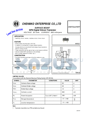 CHDTC623TKPT datasheet - NPN Digital Silicon Transistor