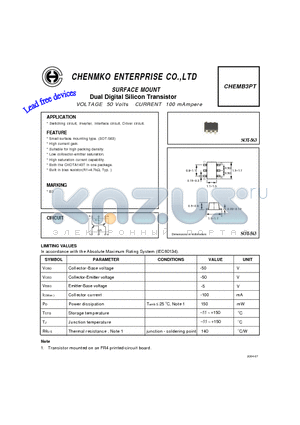 CHEMB3PT datasheet - Dual Digital Silicon Transistor