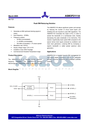 ASM3I2111AF-08SR datasheet - Peak EMI Reducing Solution