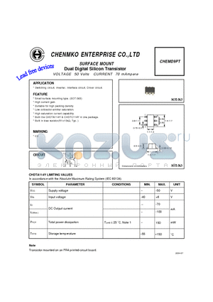 CHEMD9PT datasheet - Dual Digital Silicon Transistor