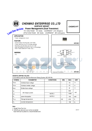 CHEMF21PT datasheet - Power Management (Dual Transistor)