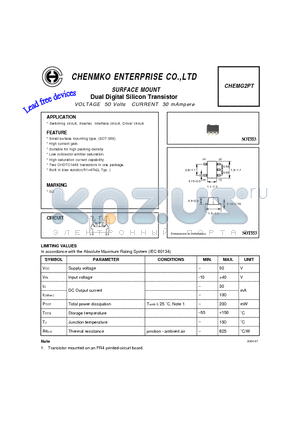 CHEMG2PT datasheet - Dual Digital Silicon Transistor