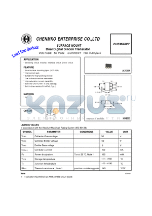 CHEMG6PT datasheet - Dual Digital Silicon Transistor