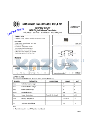 CHEMH3PT datasheet - NPN Digital Silicon Transistor