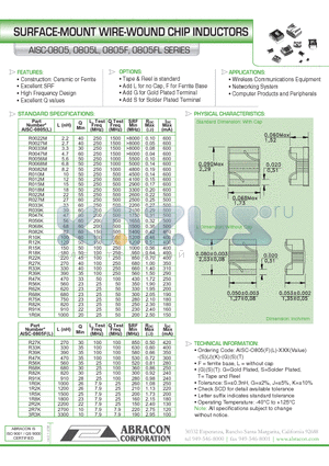 AISC-0805FL datasheet - SURFACE-MOUNT WIRE-WOUND CHIP INDUCTORS