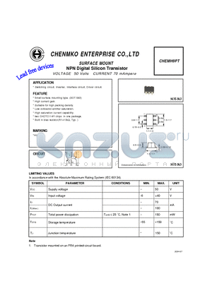 CHEMH9PT datasheet - NPN Digital Silicon Transistor