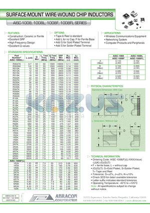 AISC-1008F datasheet - SURFACE-MOUNT WIRE-WOUND CHIP INDUCTORS