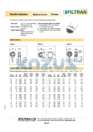 CTP4562-22 datasheet - Toroidal Inductors Medium Current