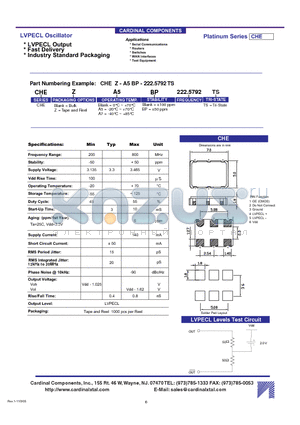 CHEZ-A5BP-222.5792TS datasheet - LVPECL Oscillator LVPECL Output