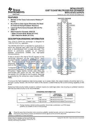 74ALVCH16271DLRG4 datasheet - 12-BIT TO 24-BIT MULTIPLEXED BUS EXCHANGER WITH 3-STATE OUTPUTS