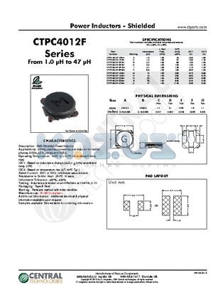 CTPC4012F-220M datasheet - From 1.0 lH to 47 lH