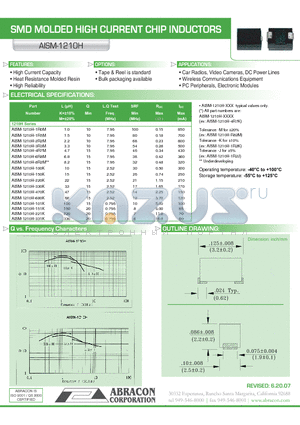 AISM-1210H datasheet - SMD MOLDED HIGH CURRENT CHIP INDUCTORS