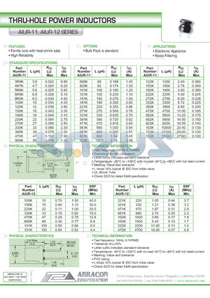 AIUR-12 datasheet - THRU-HOLE POWER INDUCTORS