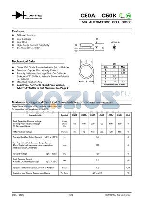 C50A datasheet - 50A AUTOMOTIVE CELL DIODE