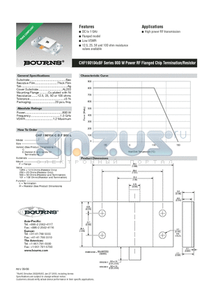 CHF190104CBF500L datasheet - 800 W Power RF Flanged Chip Termination/Resistor