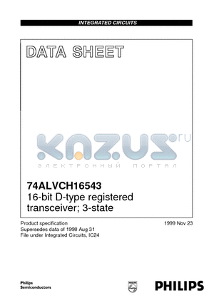 74ALVCH16543 datasheet - 16-bit D-type registered transceiver; 3-state
