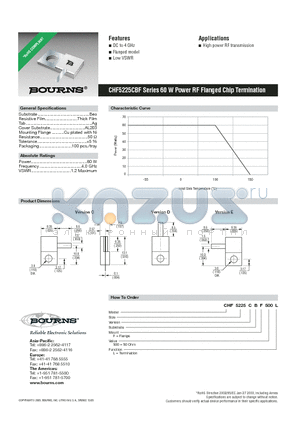 CHF5225CBF datasheet - 60 W Power RF Flanged Chip Termination