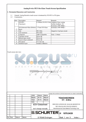 10700439 datasheet - TOUCHSCREEN