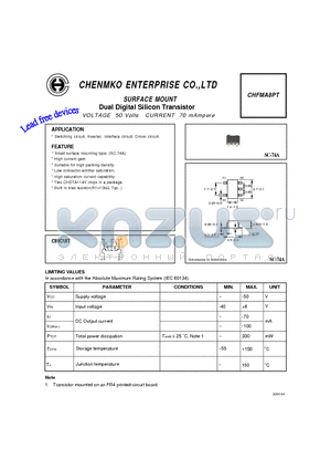 CHFMA8PT datasheet - Dual Digital Silicon Transistor