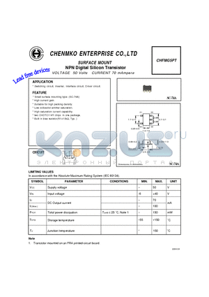 CHFMG5PT datasheet - NPN Digital Silicon Transistor