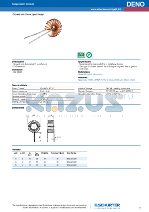DENO-23-0001 datasheet - Ground wire choke, open design