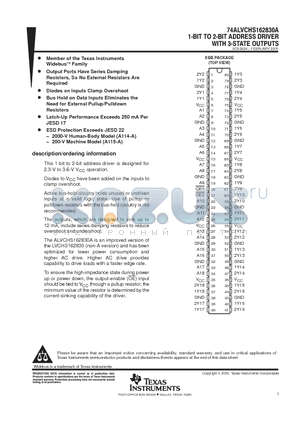 74ALVCHS162830AGR datasheet - 1-BIT TO 2-BIT ADDRESS DRIVER WITH 3-STATE OUTPUTS