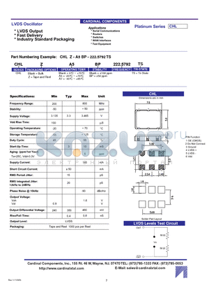 CHLZ-A5-222.5792TS datasheet - LVDS Oscillator LVDS Output