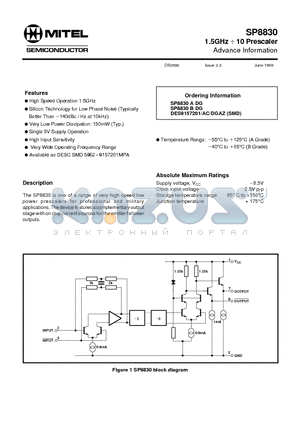DES9157201AC datasheet - 1.5GHz  10 Prescaler