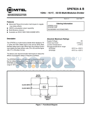 DES9208901 datasheet - 1GHz  16/17, 32/33 Multi-Modulus Divider