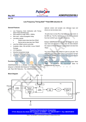 ASM3I622S01JF-08-TR datasheet - Low Frequency Timing-Safe Peak EMI reduction IC