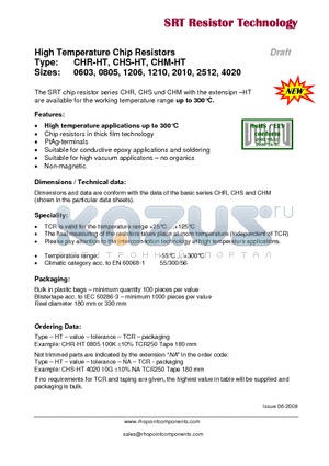 CHM-HT2512 datasheet - High Temperature Chip Resistors