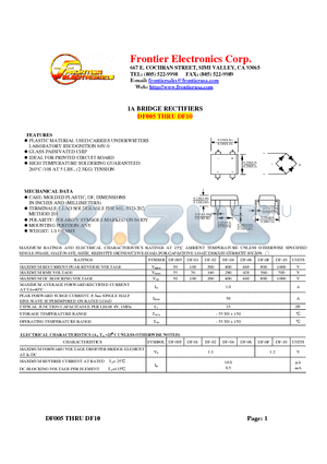 DF-01 datasheet - 1A BRIDGE RECTIFIERS